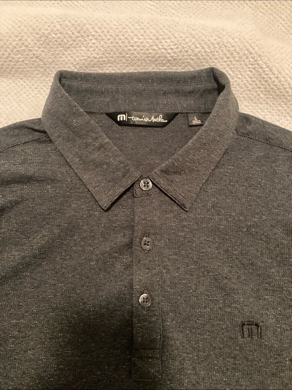 Travis Mathew Charcoal Heather Polo Shirt L